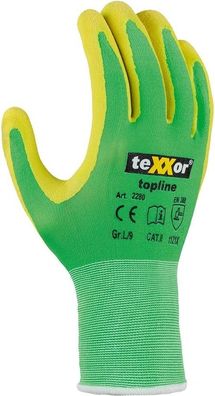 teXXor Topline Nylon-Strickandschuhe Latex (12 Stück) 2280