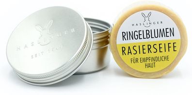 Haslinger Ringelblumen Rasierseife, 60 g, mit Metalldose, Art. Nr. 1806