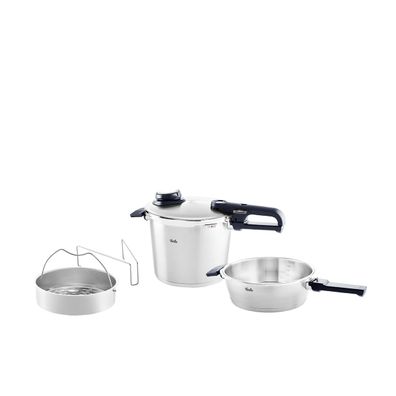 Fissler Vitavit® Premium Set aus Schnellbratpfanne 2,5 Liter + Schnellkochtopf 6