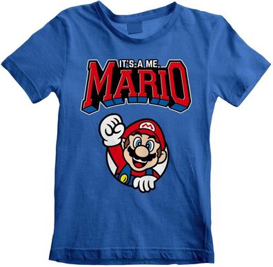 Nintendo Super Mario - Mario Varsity (Unisex Blue T-Shirt) Jungen T-Shirt