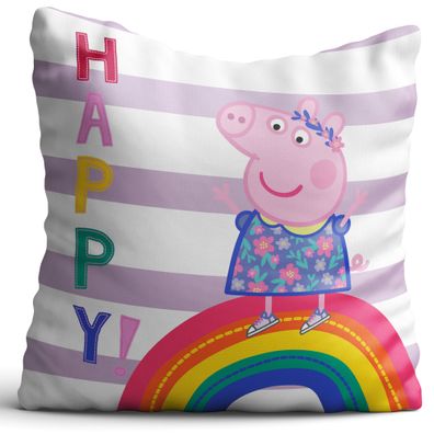 Peppa Wutz Pig Kissen Happy 40x40 cm passend zur Bettwäsche