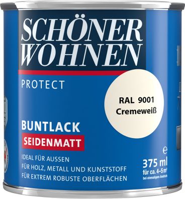 375ml Schöner Wohnen Protect Buntlack seidenmatt RAL 9001 Cremeweiß