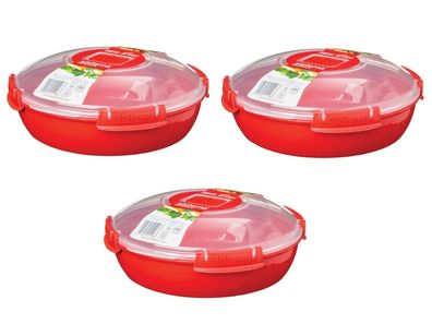 Sistema Microwave Mikrowellen Teller, 1,3 l, rot 3er Set 1118 + 4er Set EKM Living