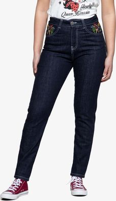 Queen Kerosin Damen High Waist Jeanshose