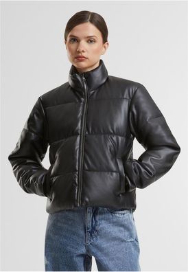 Urban Classics Damen Steppjacke Ladies Synthetic Leather Puffer Jacket TB7073