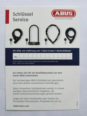 ABUS Ersatzschlüssel Gutschein 485/4850/495