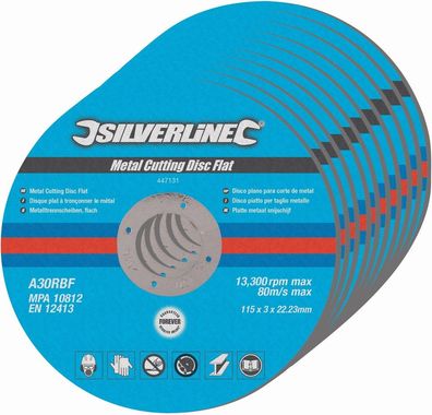 Silverline Schleif- und Trennscheiben Metalltrennscheiben, flach, 10er-Pckg