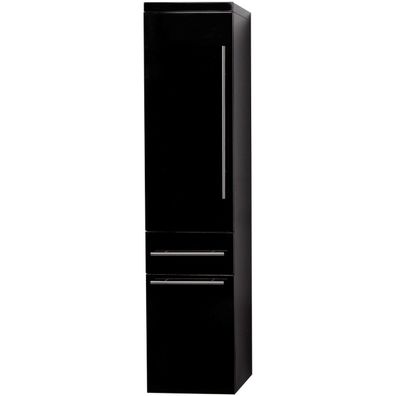 Badmöbel Badezimmer Hochschrank Touch LED Schwarz Hochglanz 130 cm