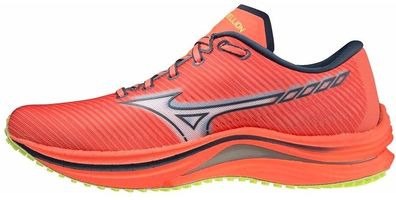 Mizuno Damen Laufschuhe Wave Rebellion Neon Flame/White 185149