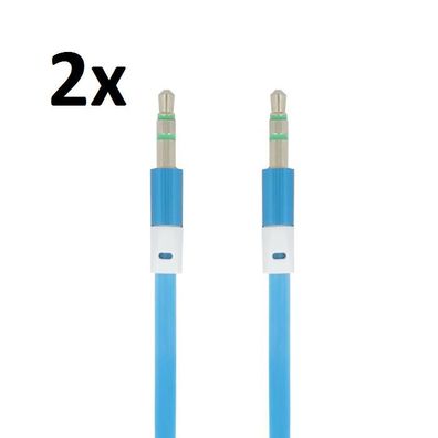 2x 1m Aux Kabel Klinke Eingang Audio Lautsprecher Android Handy Tablet Autoadio Blau