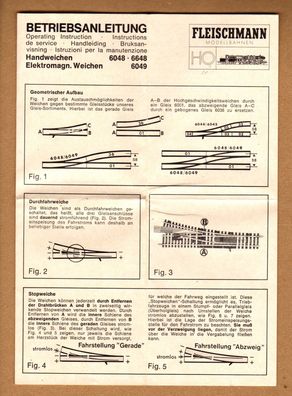 Fleischmann H0 Anleitung Betriebsanleitung für 6048 6648 6049 Weichen