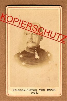 Kabinettfoto CDV Foto 1870-1918 Kriegsminister von Roon 1. WK Militaria