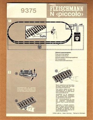 Fleischmann piccolo N Anleitung Betriebsanleitung für 9375 Startset Personenzug