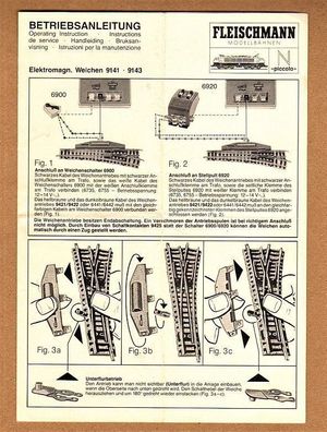 Fleischmann piccolo N Anleitung Betriebsanleitung Weichen 9141 und 9143