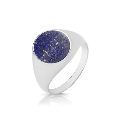 Modischer 925 Sterling Silber Herren - Monarchenring / Siegelring mit Lapis Lazuli