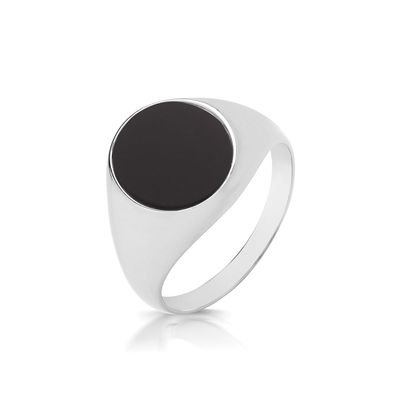 Modischer 925 Sterling Silber Herren - Monarchenring / Siegelring mit Onyx