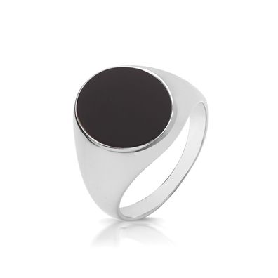 Modischer 925 Sterling Silber Herren - Monarchenring / Siegelring mit Onyx