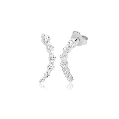 Elegante 925 Sterling Silber Damen - Paar Ohrstecker mit Zirkonia
