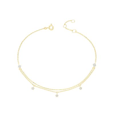 Wunderschönes 9 ct/Karat Gelb Gold Damen - Bettelarmband mit Zirkonia - 18.4cm