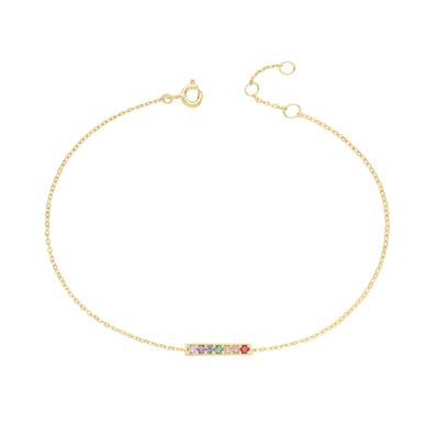 Wunderschönes 9 ct/Karat Gelb Gold Damen - Armband mit Zirkonia - 18.4cm