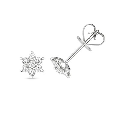 18 ct/Karat Weißgold Stern Diamant Paar Ohrstecker Brillant-Schliff 0.40 Karat G - VS