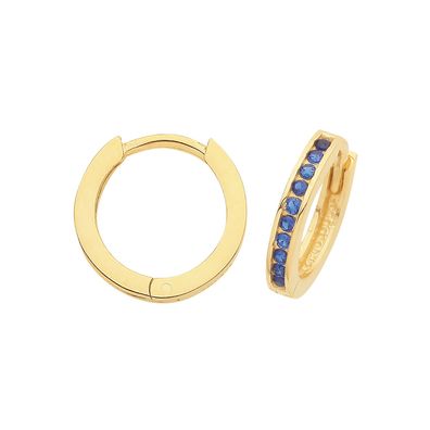 Schöne 9 ct/Karat Gelb Gold Damen - Paar Creolen mit Zirkonia