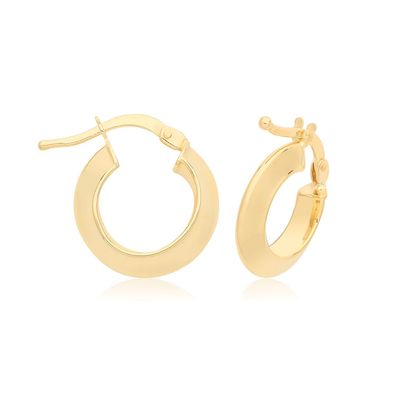 Stylische 9 ct/Karat Gelb Gold Damen - Paar Creolen