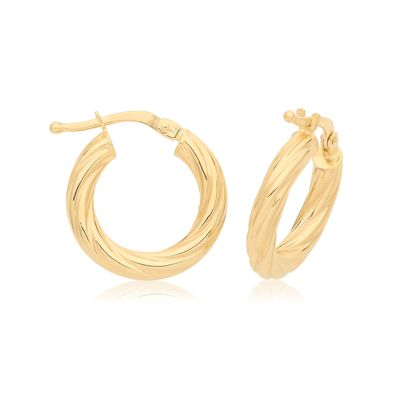 Stylische 9 ct/Karat Gelb Gold Damen - Paar Creolen
