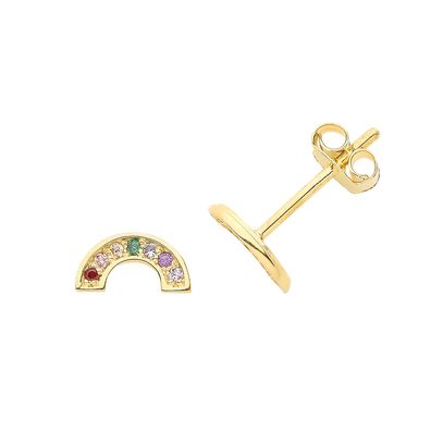 Schöne 9 ct/Karat Gelb Gold Damen - Paar Ohrstecker mit Zirkonia