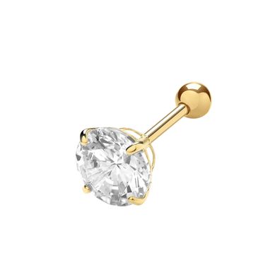 Wunderschöne 9 ct/Karat Gelb Gold Damen - Einzel Knorpel Ohrstecker mit Zirkonia