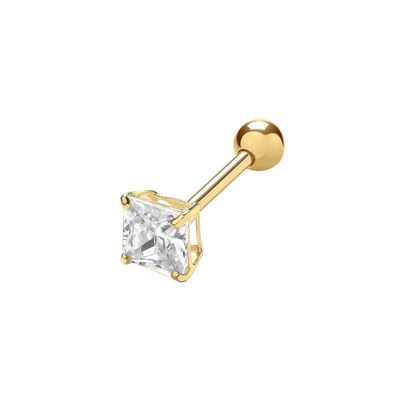 Wunderschöne 9 ct/Karat Gelb Gold Damen - Einzel Knorpel Ohrstecker mit Zirkonia