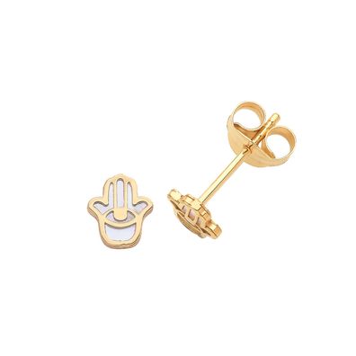 Modische 9 ct/Karat Gelb Gold Damen - Paar Ohrstecker