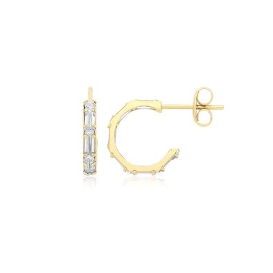 Wunderschöne 9 Karat (375) Gold Damen - Paar Creolen mit Zirkonia - 11mm*2mm