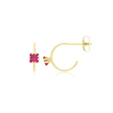 Stylische 9 ct/Karat Gelb Gold Damen - Paar Creolen mit Zirkonia