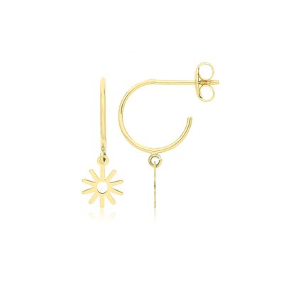 Moderne 9 ct/Karat Gelb Gold Blume Damen - Paar Creolen