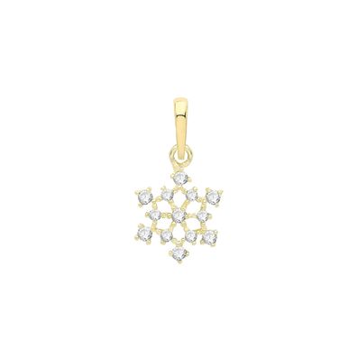 Stylischer 9 ct/Karat Gelb Gold Damen - Anhänger mit Zirkonia