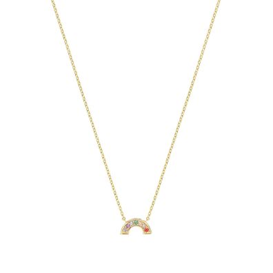 Stylische 9 ct/Karat Gelb Gold Damen - Anhänger mit Kette mit Zirkonia - 45.7cm