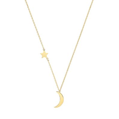 Stylische 9 ct/Karat Gelb Gold Damen - Anhänger mit Kette - 45.7cm