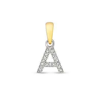 9 ct/Karat Gelb Gold Buchstaben / Initiale Diamant Anhänger Brillant-Schliff HI - I1