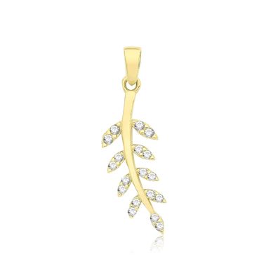 Stylischer 9 Karat (375) Gold Damen - Anhänger mit Zirkonia - 26mm*8mm