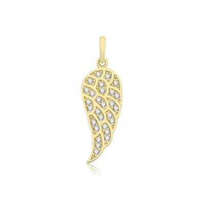 Stylischer 9 ct/Karat Gelb Gold Damen - Anhänger mit Zirkonia