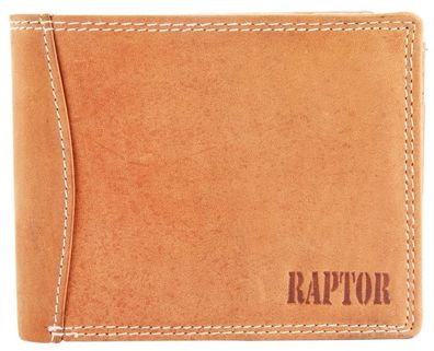 Leder Geldbörse Herren Quer 12 x 10 cm Hellbraun Raptor