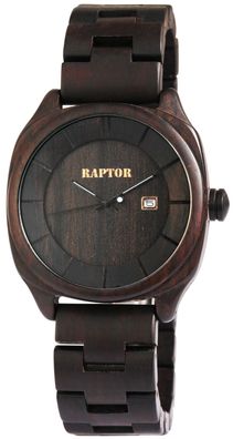 Raptor Armbanduhr Herren Uhr dunkelbraun Sandelholz Datum