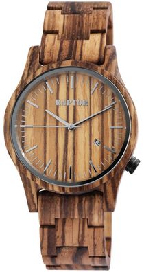 Raptor Uhr Holz Herrenarmbanduhr Zebra braun RA20243-001