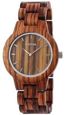 Raptor Holz Uhr Armbanduhr Damen RA10208-006 braun gemasert