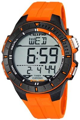 Calypso Digital Herrenuhr Uhr K5607/1 Orange schwarz Digitaluhr