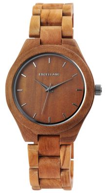 Excellanc Damen Uhr Holz Armbanduhr 1800171-003 braun