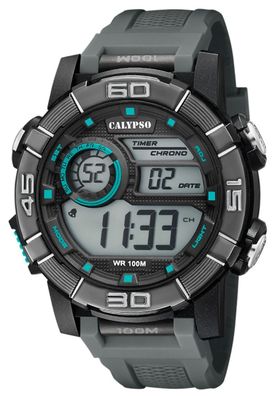 Herrenuhr sportliche Calypso Digital Armbanduhr grau K5818/1