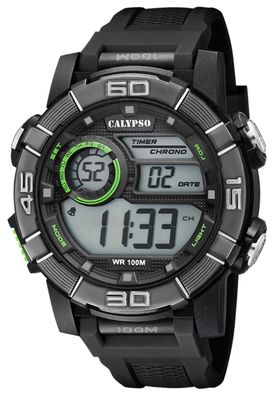 Herrenuhr sportliche Calypso Digital Armbanduhr schwarz K5818/4