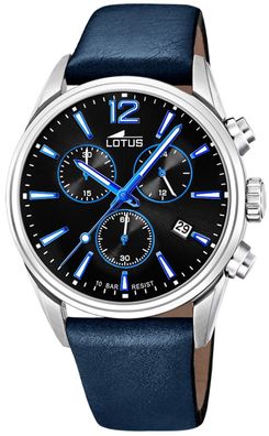 Herrenuhr Lotus Armbanduhr Lederarmband blau 18691/6